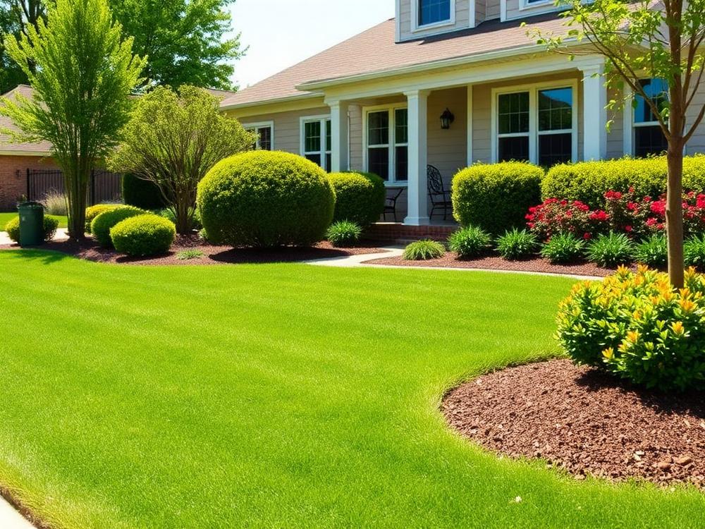 Well maintained landscaping in front of a home